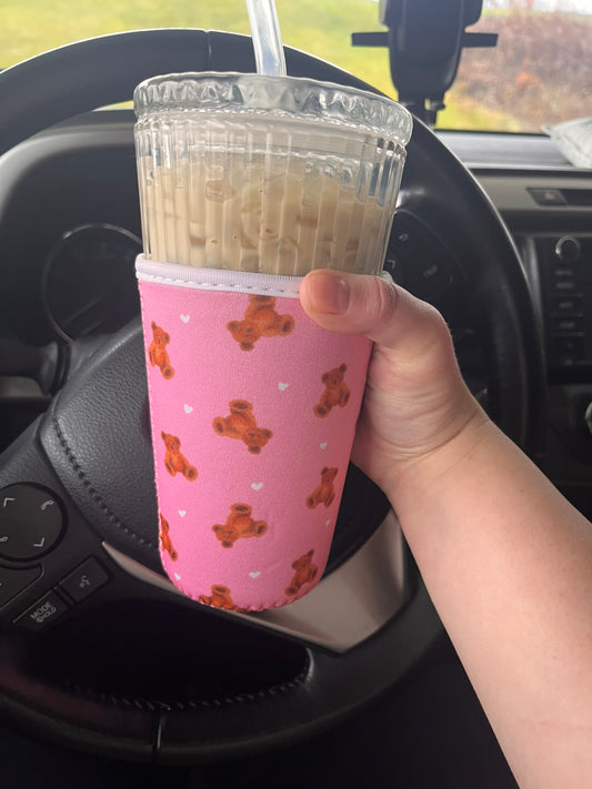 Pink Teddy Bear Drink Sleeve