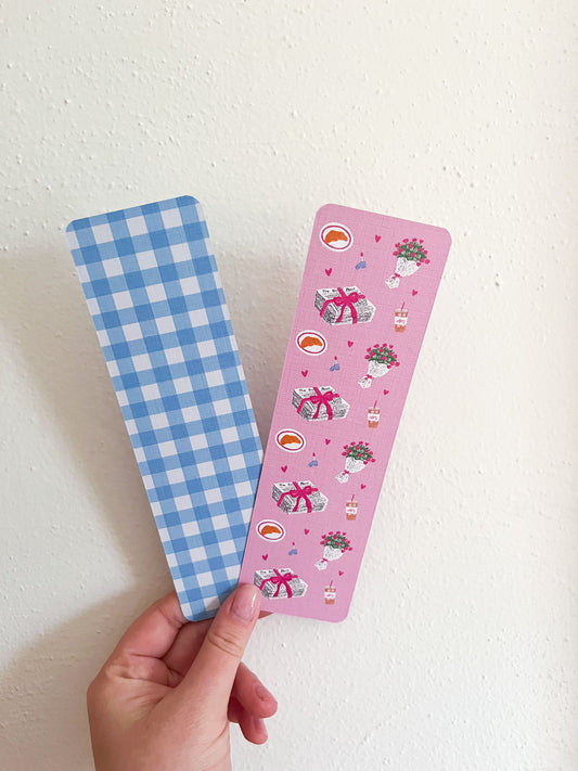 Girly Things and Gingham Linen Bookmark Set