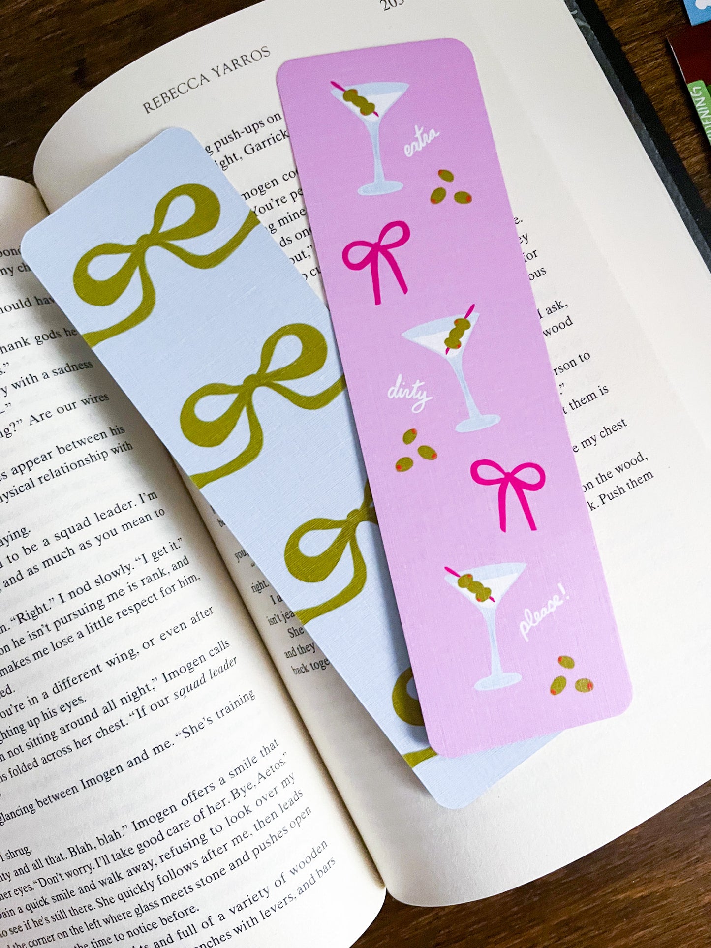 Olive Martini Linen Bookmark Set