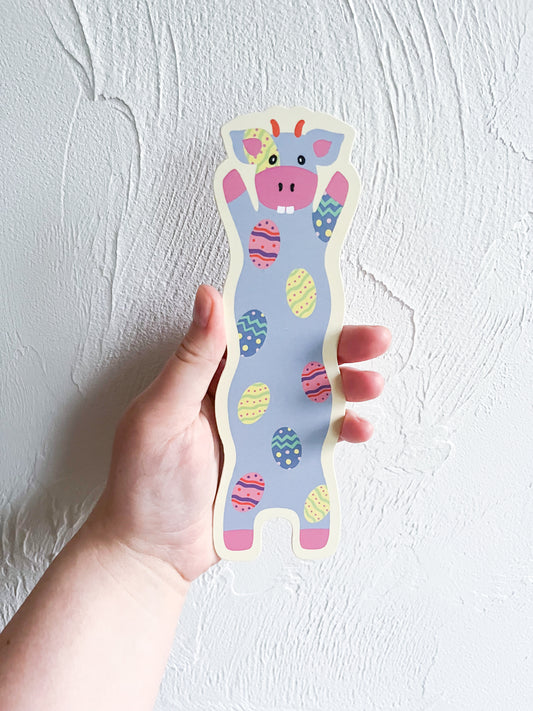 Easter Bunny Wavy Cow Bookmark