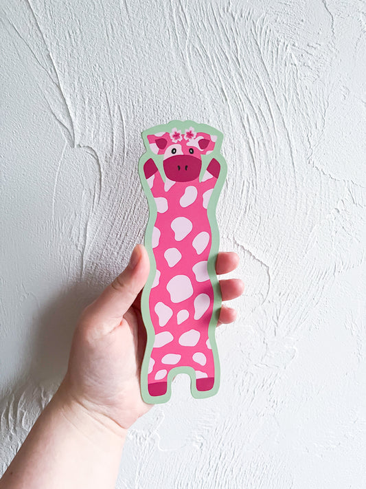 Cherry Blossom Wavy Cow Bookmark