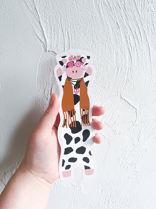 Hippie Wavy Cow Bookmark